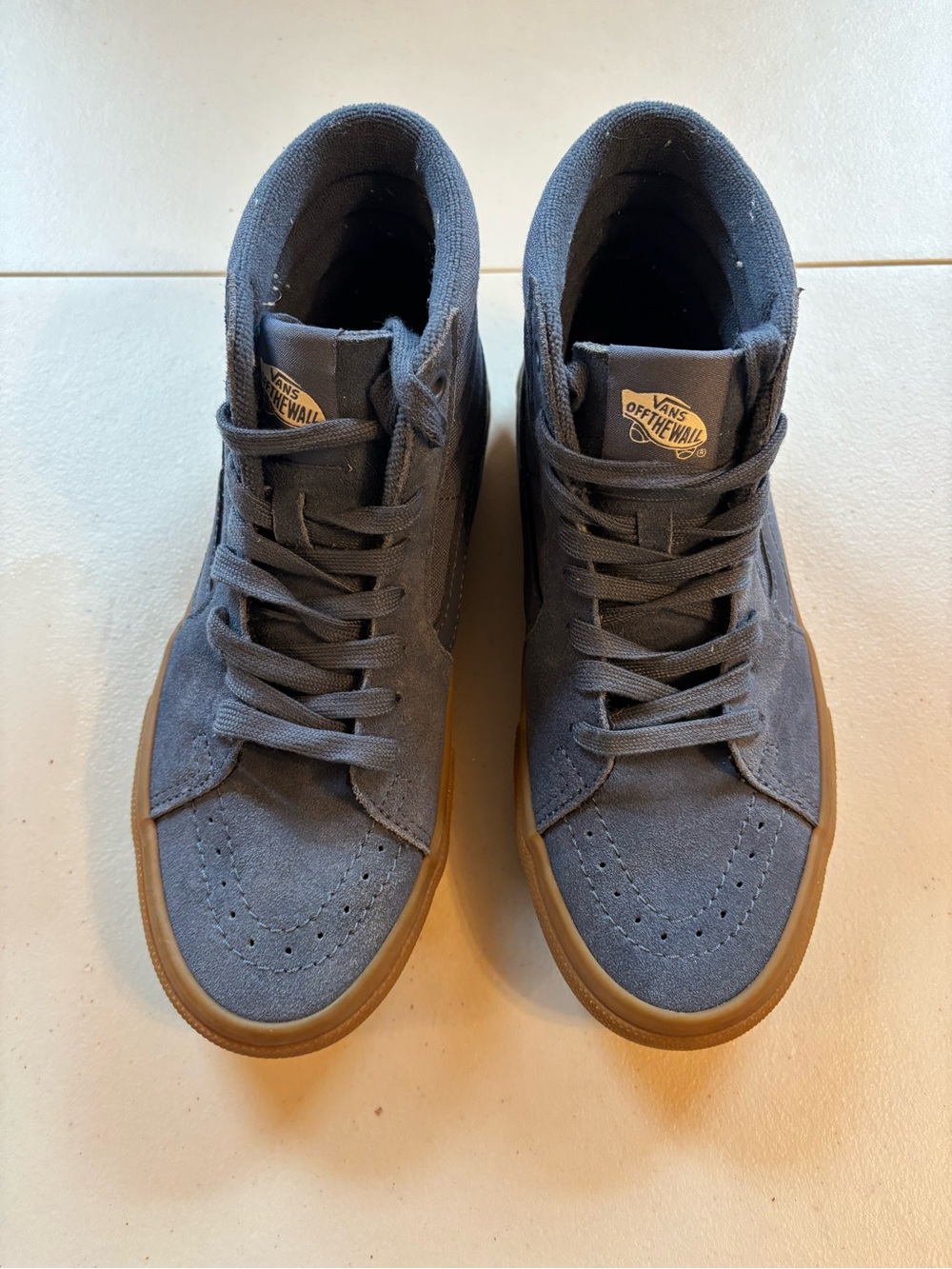 Vans Mid-Top Suede Sneakers in Slate Blue with Gum Outsole